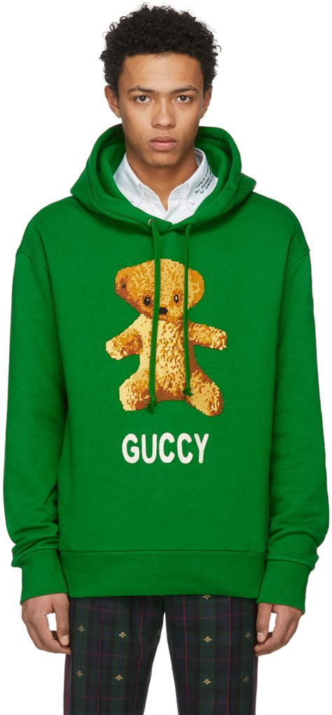 gucci green teddy bear hoodie|Gucci bear hoodie.